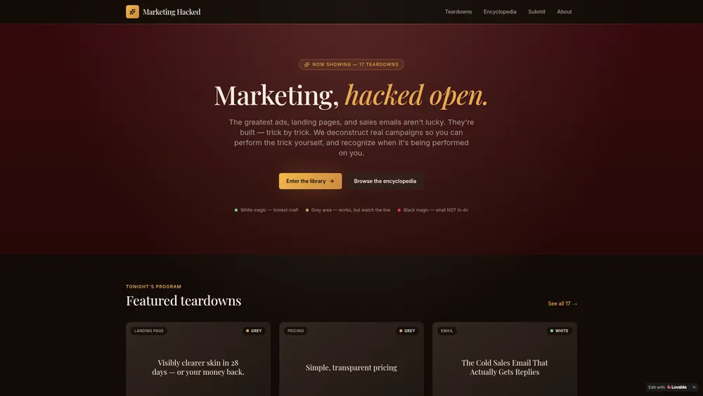 Marketing Hacked homepage