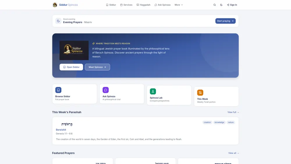 Siddur Spinoza homepage